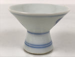 Japanese Porcelain Sake Cup Vtg Wan Ochoko Guinomi White Blue Hanabishi G312