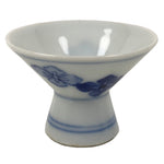 Japanese Porcelain Sake Cup Vtg Wan Ochoko Guinomi White Blue Hanabishi G312
