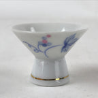 Japanese Porcelain Sake Cup Vtg Wan Ochoko Guinomi White Gold Blue Grapes G123