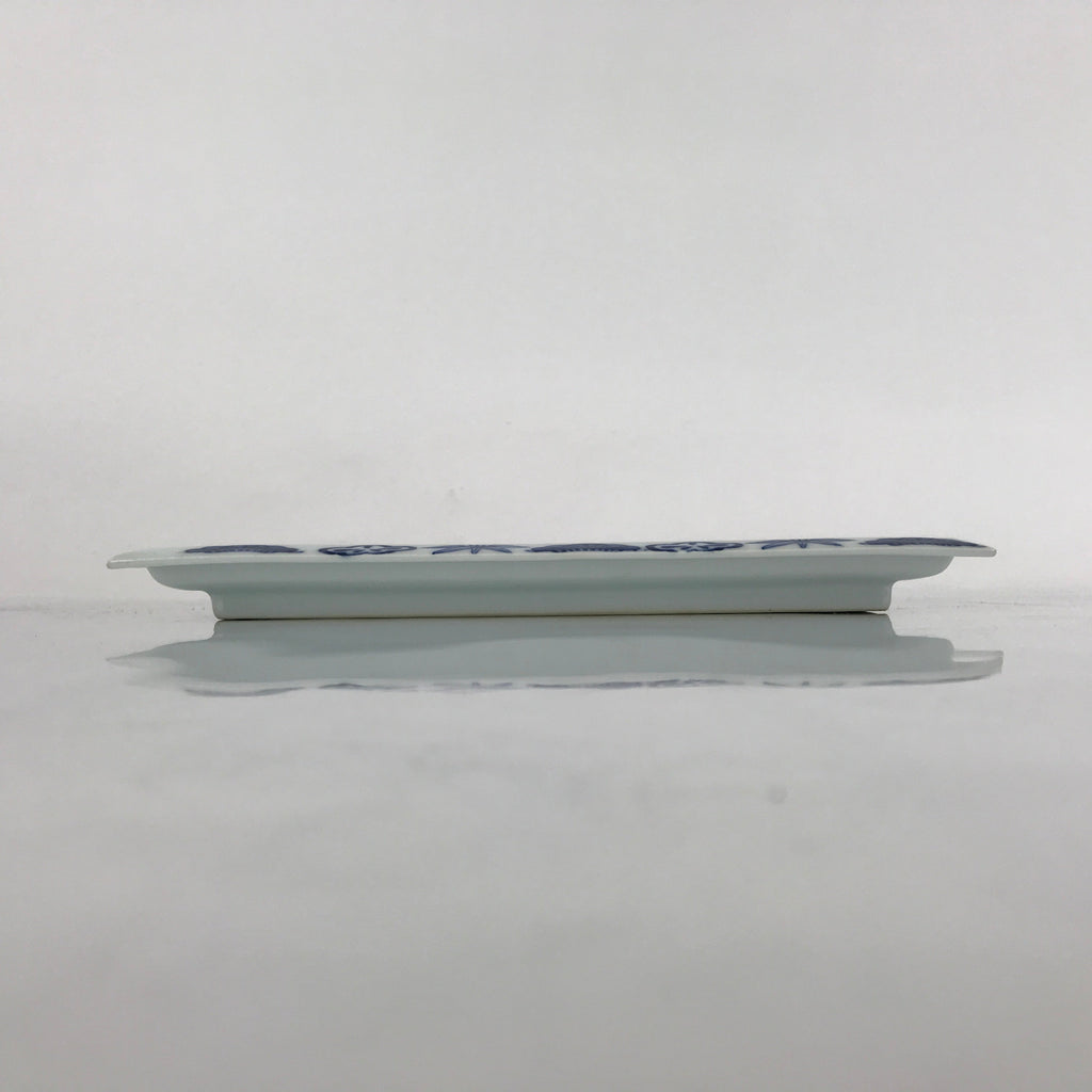 Japanese Porcelain Sashimi Plate Vtg Shochikubai Bamboo Plum Pine Blue PY757