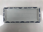 Japanese Porcelain Sashimi Plate Vtg Shochikubai Bamboo Plum Pine Blue PY758
