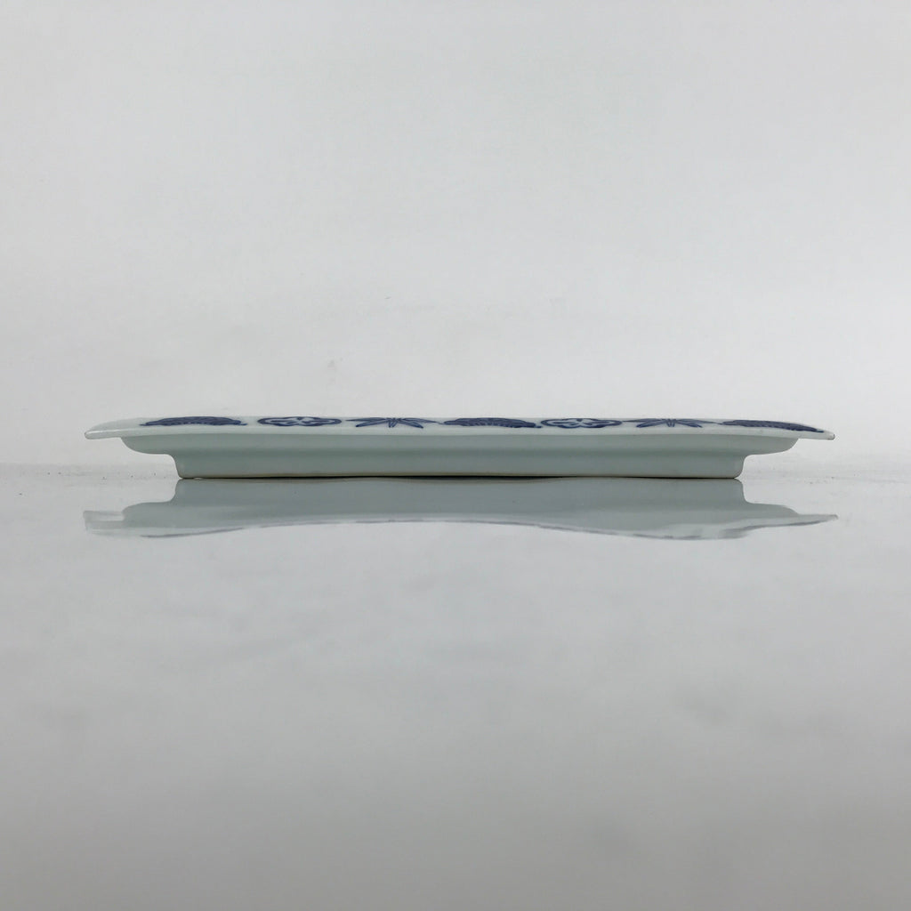 Japanese Porcelain Sashimi Plate Vtg Shochikubai Bamboo Plum Pine Blue PY761