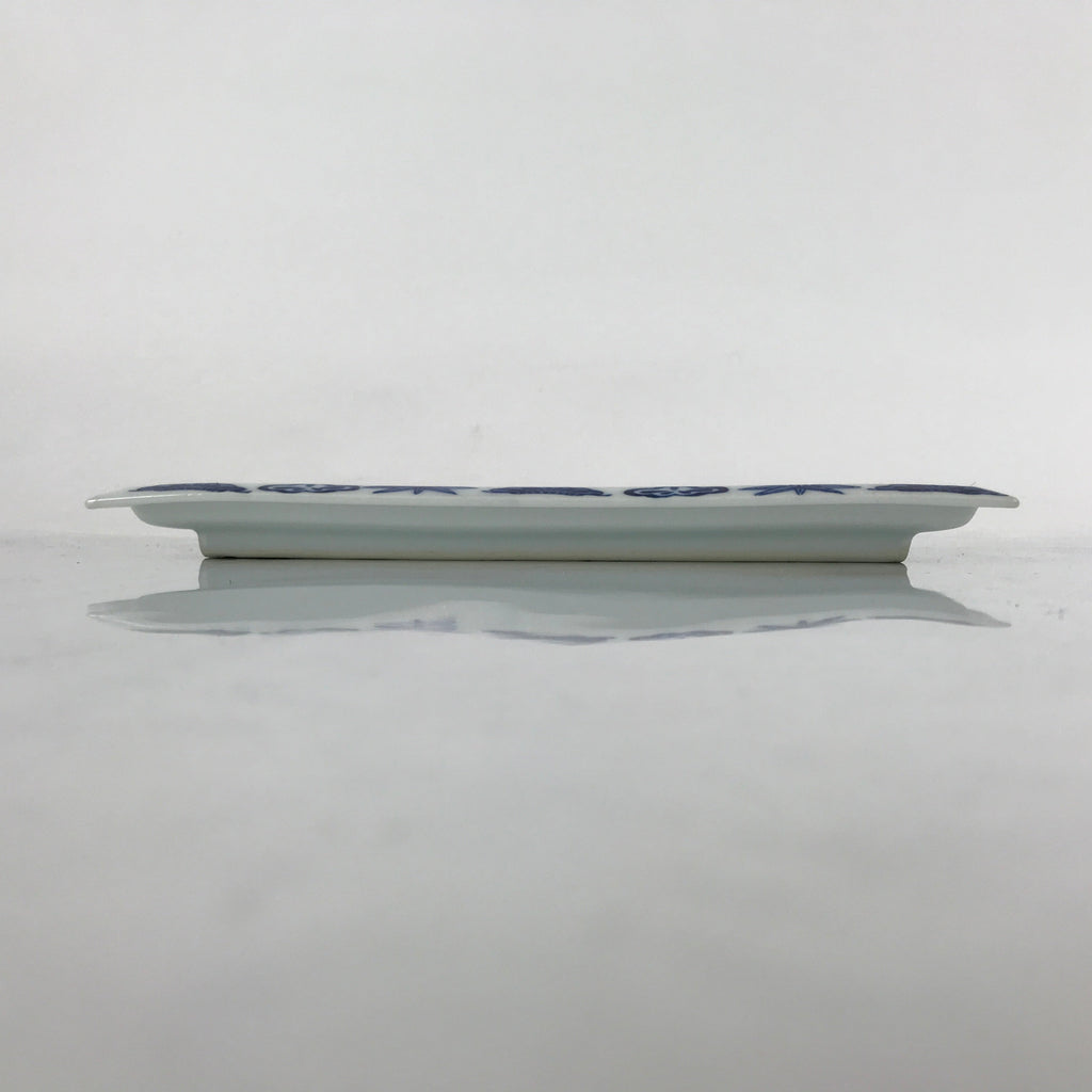 Japanese Porcelain Sashimi Plate Vtg Shochikubai Bamboo Plum Pine Blue PY762