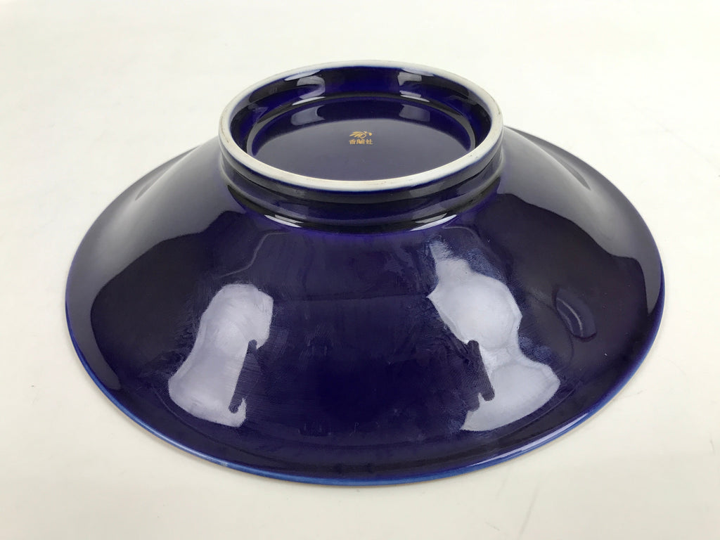 Japanese Porcelain Serving Dish Plate Vtg Koransha Sara Blue Gold Iris Ayame Y10