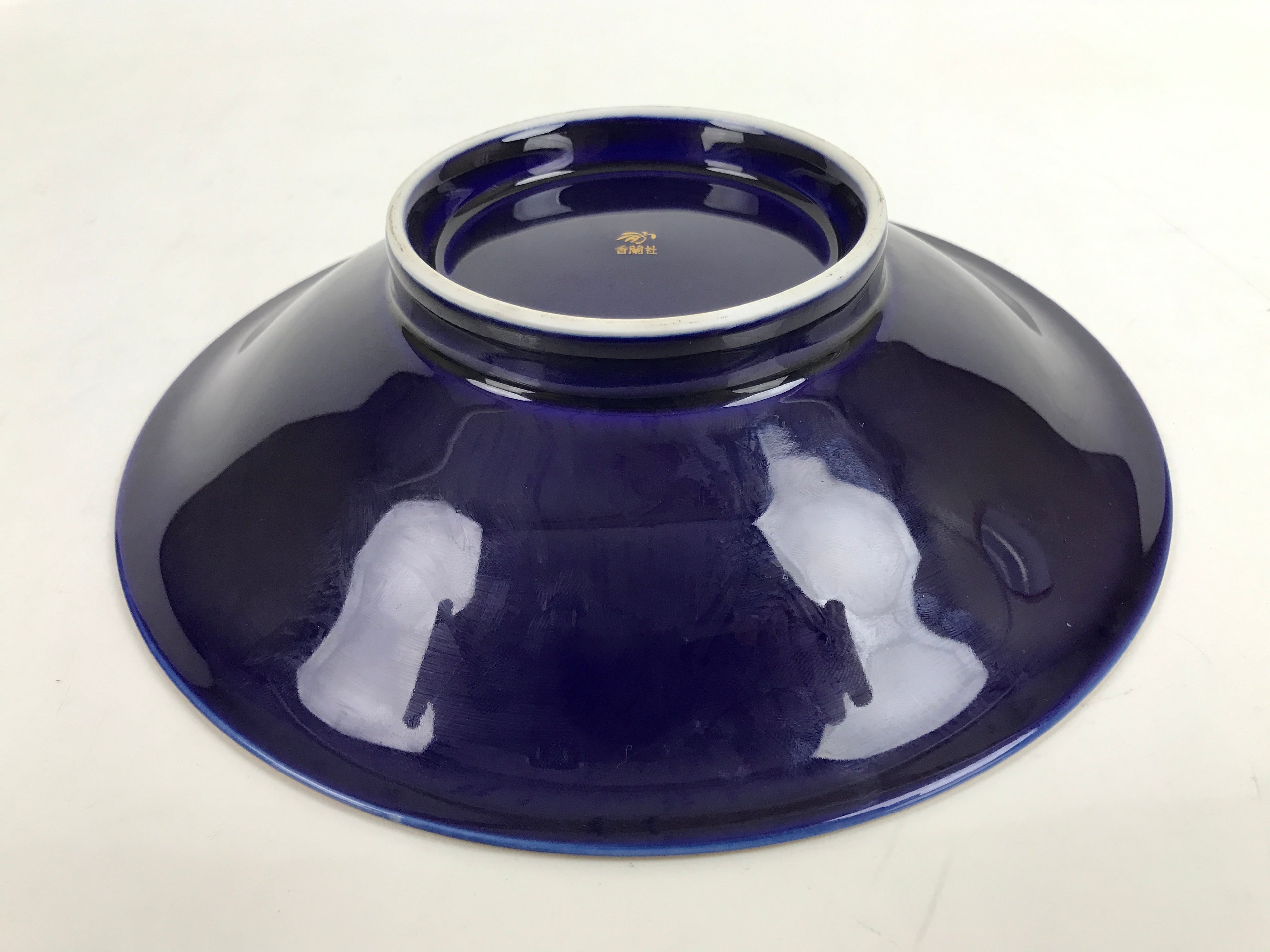 Japanese Porcelain Serving Dish Plate Vtg Koransha Sara Blue Gold Iris Ayame Y10