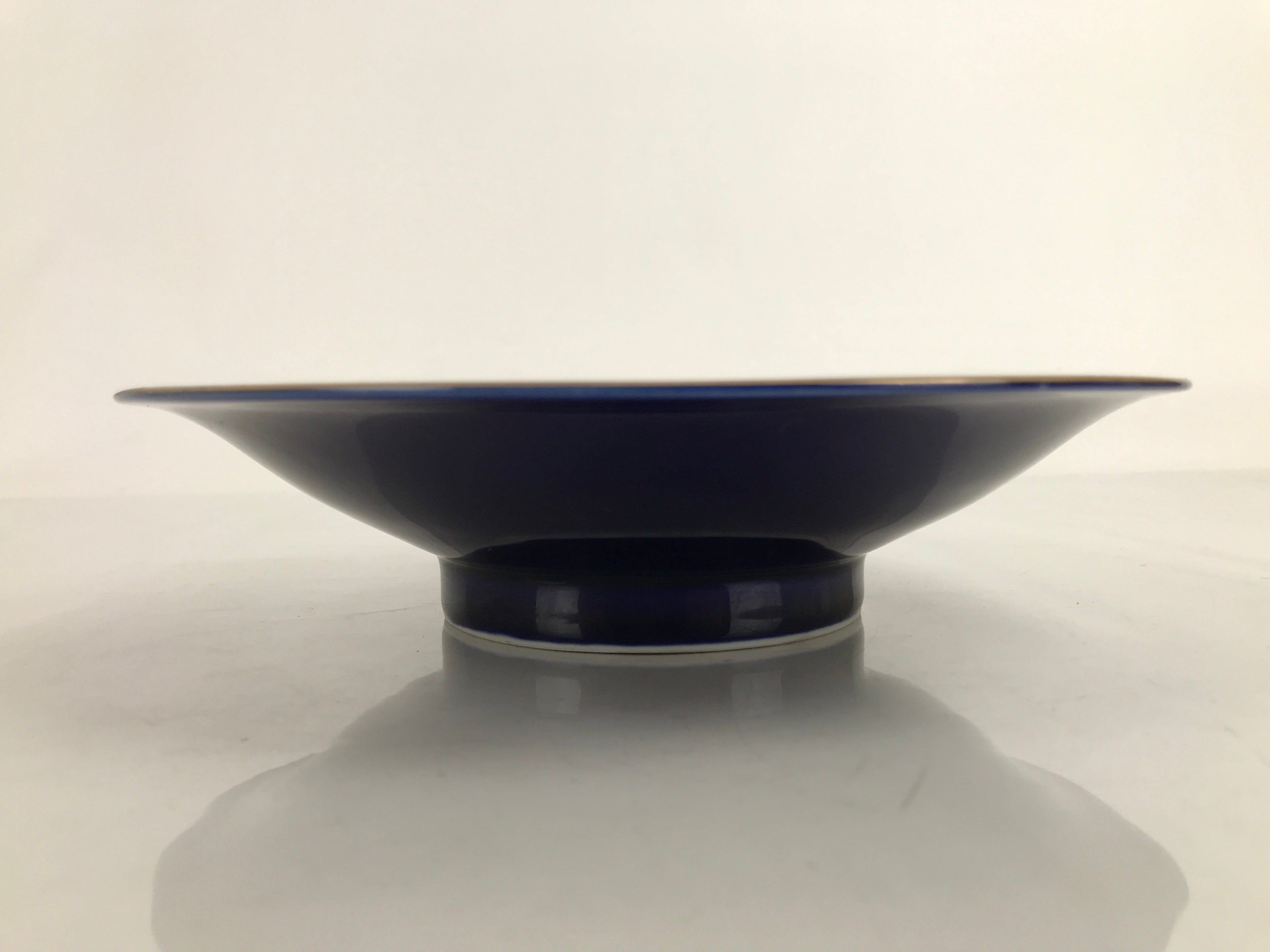 Japanese Porcelain Serving Dish Plate Vtg Koransha Sara Blue Gold Iris Ayame Y10