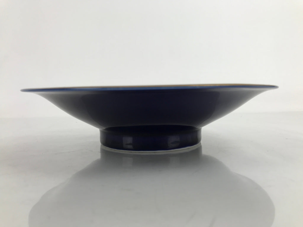Japanese Porcelain Serving Dish Plate Vtg Koransha Sara Blue Gold Iris Ayame Y10