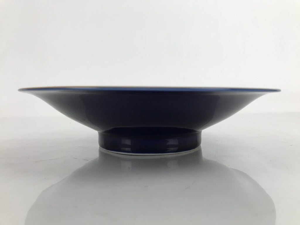 Japanese Porcelain Serving Dish Plate Vtg Koransha Sara Blue Gold Iris Ayame Y10