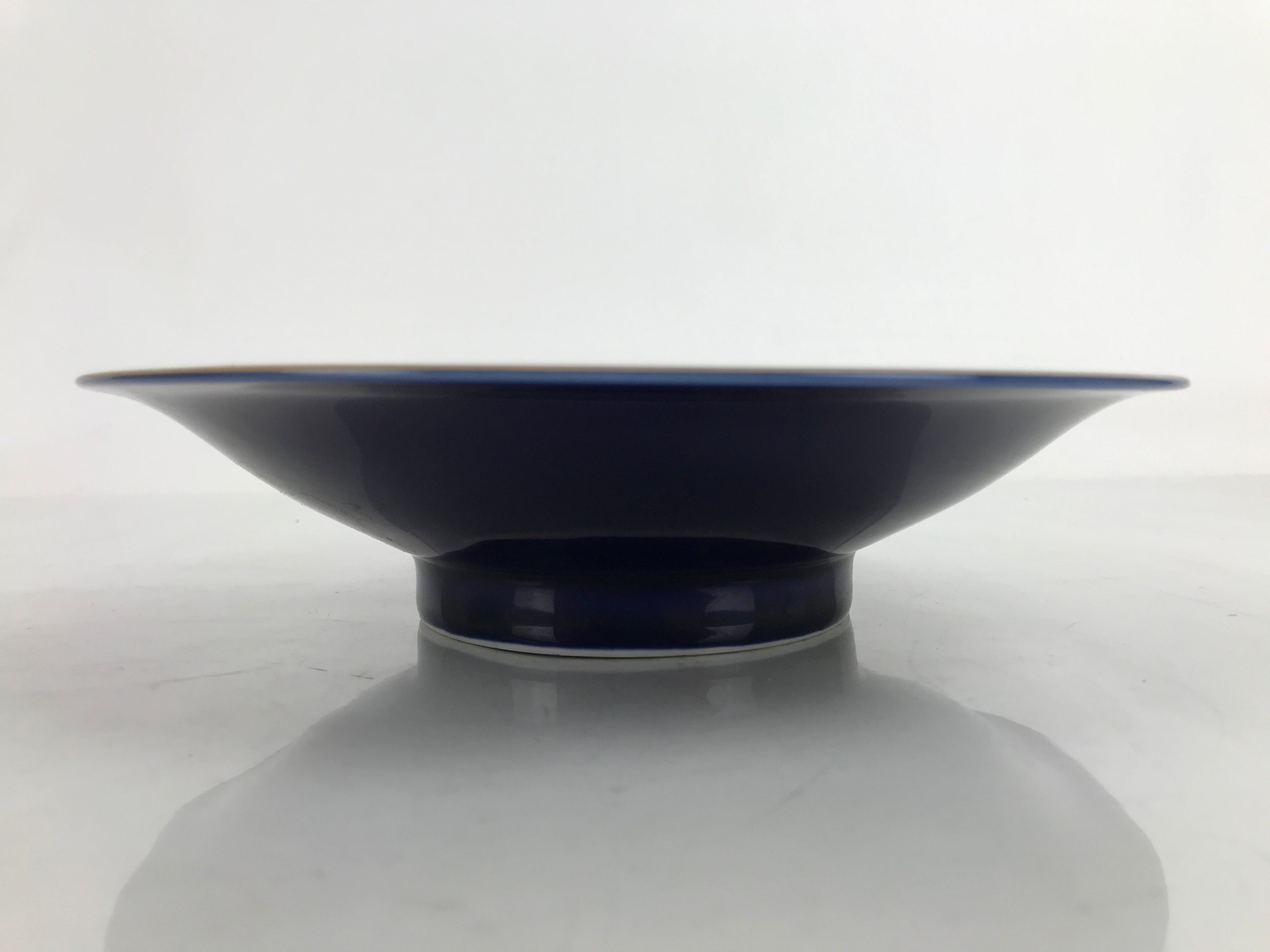 Japanese Porcelain Serving Dish Plate Vtg Koransha Sara Blue Gold Iris Ayame Y10
