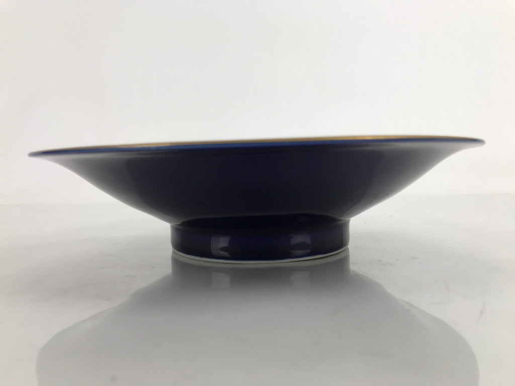 Japanese Porcelain Serving Dish Plate Vtg Koransha Sara Blue Gold Iris Ayame Y10
