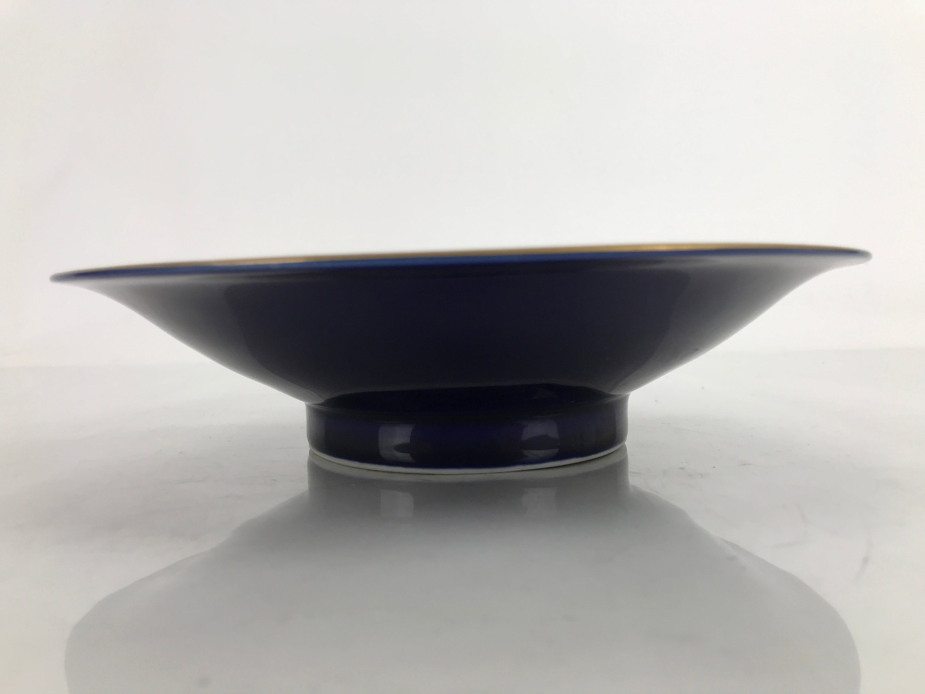 Japanese Porcelain Serving Dish Plate Vtg Koransha Sara Blue Gold Iris Ayame Y10