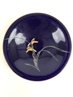 Japanese Porcelain Serving Dish Plate Vtg Koransha Sara Blue Gold Iris Ayame Y10