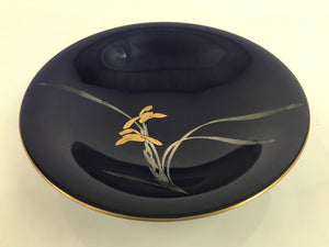 Japanese Porcelain Serving Dish Plate Vtg Koransha Sara Blue Gold Iris Ayame Y11