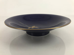 Japanese Porcelain Serving Dish Plate Vtg Koransha Sara Blue Gold Iris Ayame Y11