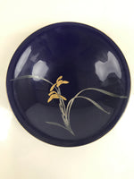 Japanese Porcelain Serving Dish Plate Vtg Koransha Sara Blue Gold Iris Ayame Y11