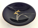 Japanese Porcelain Serving Dish Plate Vtg Koransha Sara Blue Gold Iris Ayame Y12