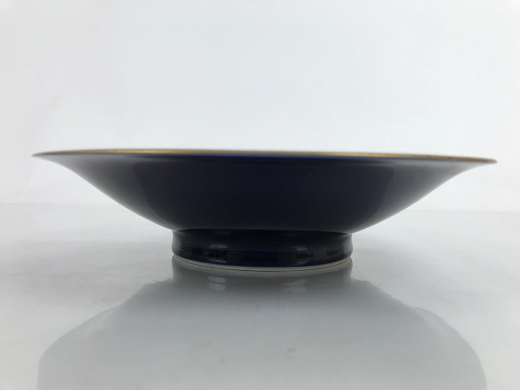 Japanese Porcelain Serving Dish Plate Vtg Koransha Sara Blue Gold Iris Ayame Y12