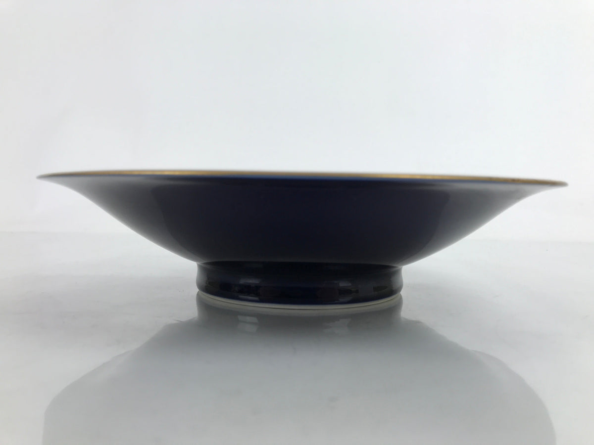 Japanese Porcelain Serving Dish Plate Vtg Koransha Sara Blue Gold Iris Ayame Y12