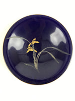 Japanese Porcelain Serving Dish Plate Vtg Koransha Sara Blue Gold Iris Ayame Y13