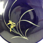 Japanese Porcelain Serving Dish Plate Vtg Koransha Sara Blue Gold Iris Ayame Y16