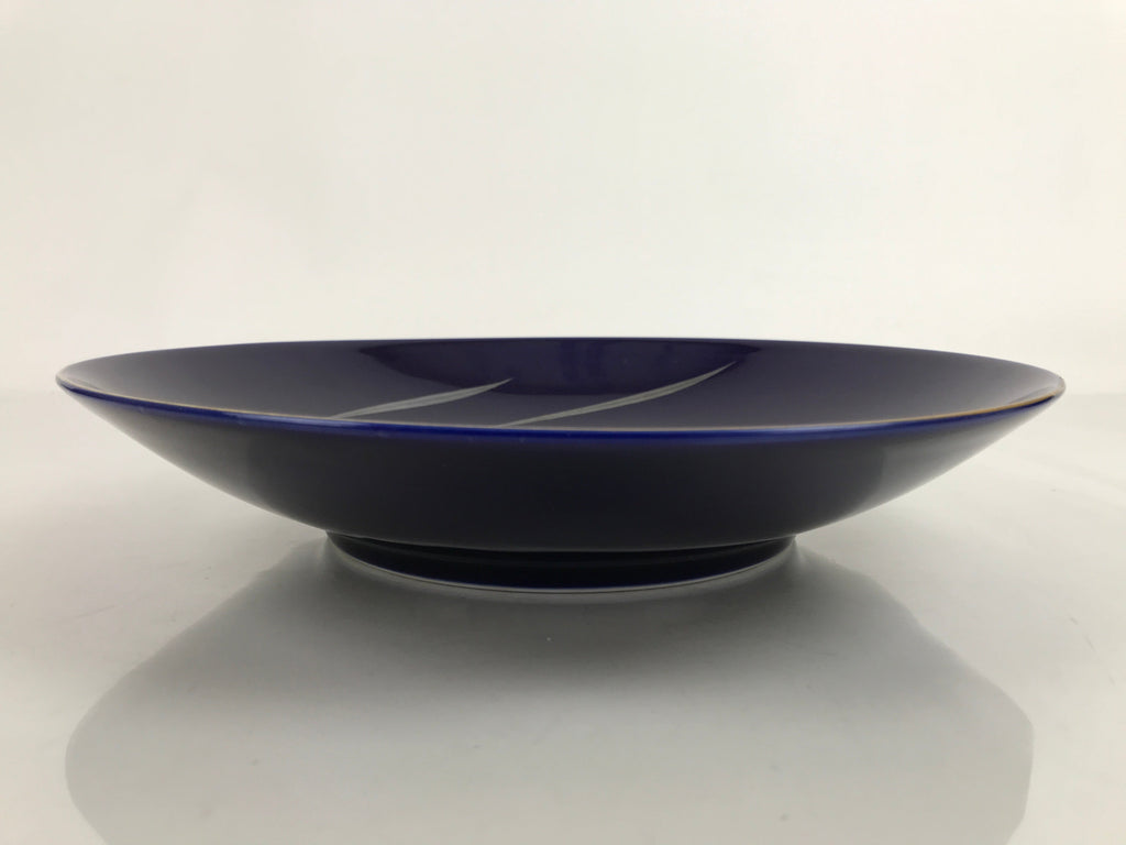 Japanese Porcelain Serving Dish Plate Vtg Koransha Sara Blue Gold Iris Ayame Y16