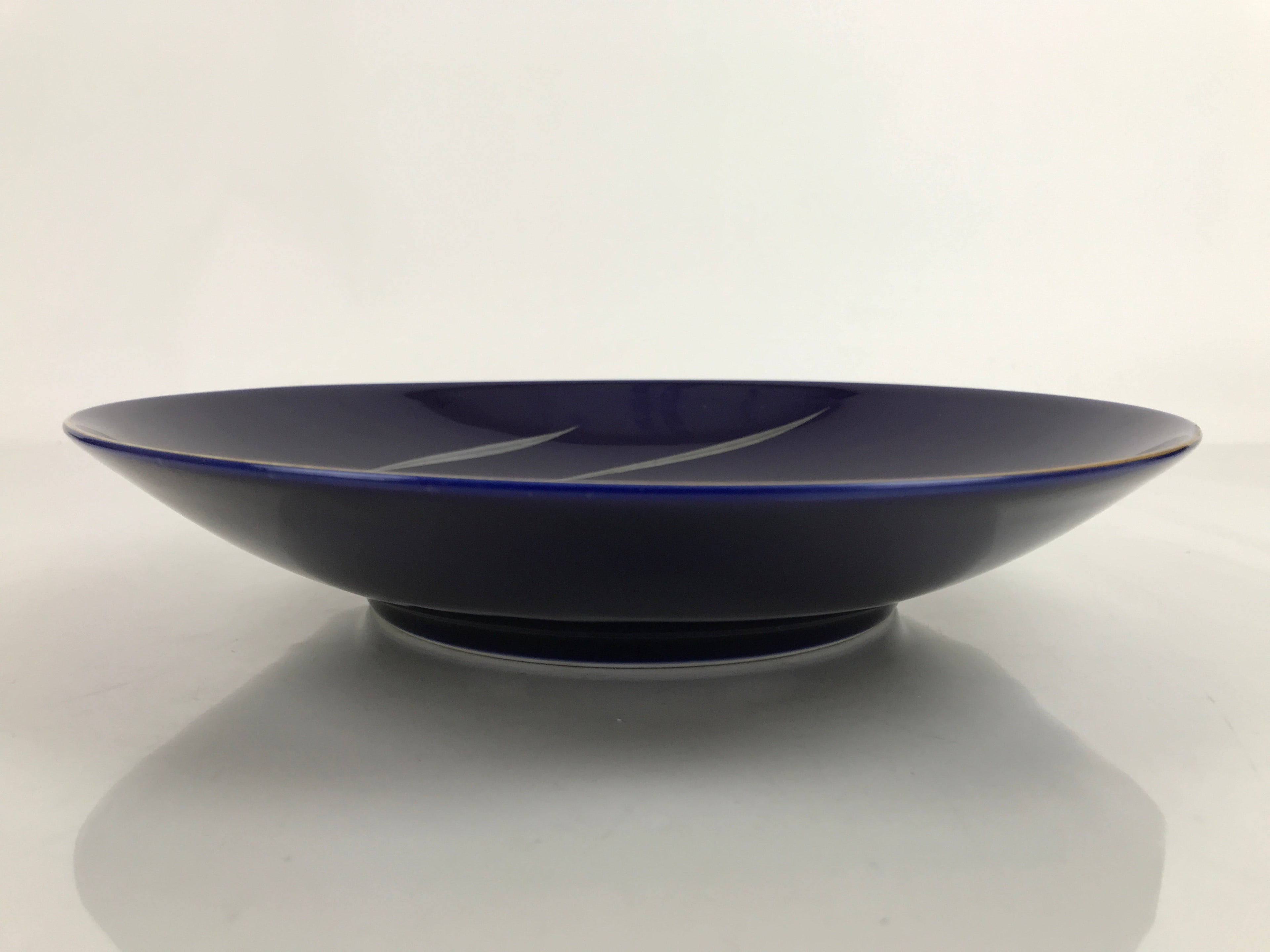 Japanese Porcelain Serving Dish Plate Vtg Koransha Sara Blue Gold Iris Ayame Y16