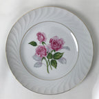 Japanese Porcelain Serving Plate Sone China Round Lg Pink Rose Floral Leaf Y264