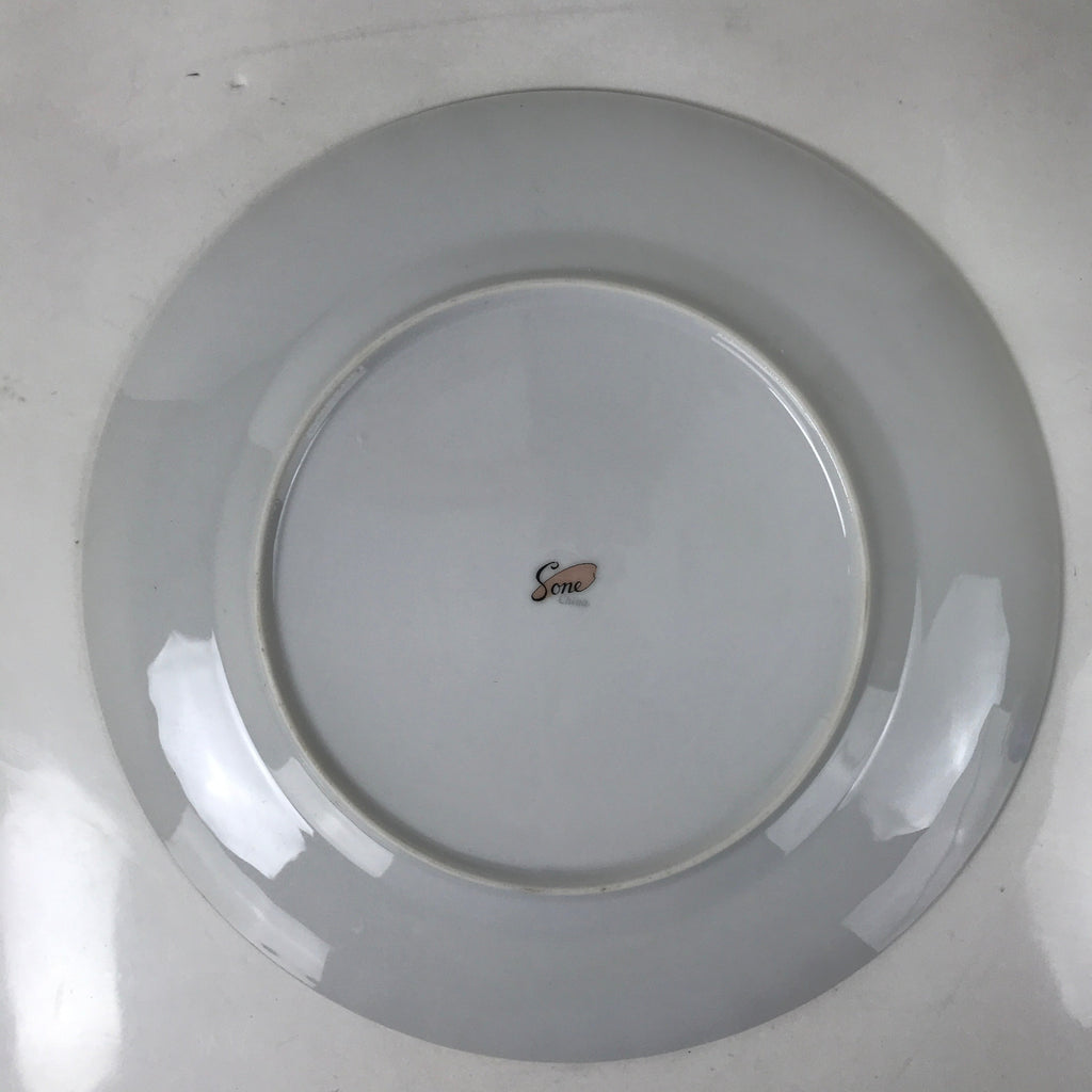 Japanese Porcelain Serving Plate Sone China Round Lg Pink Rose Floral Leaf Y264