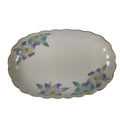 Japanese Porcelain Serving Plate Vtg Oval White Floral Lily Gold Kikuzara Y446