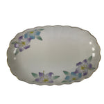 Japanese Porcelain Serving Plate Vtg Oval White Floral Lily Gold Kikuzara Y446
