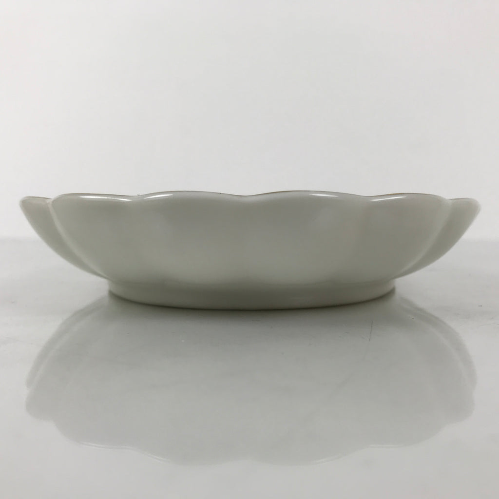 Japanese Porcelain Serving Plate Vtg Oval White Floral Lily Gold Kikuzara Y447