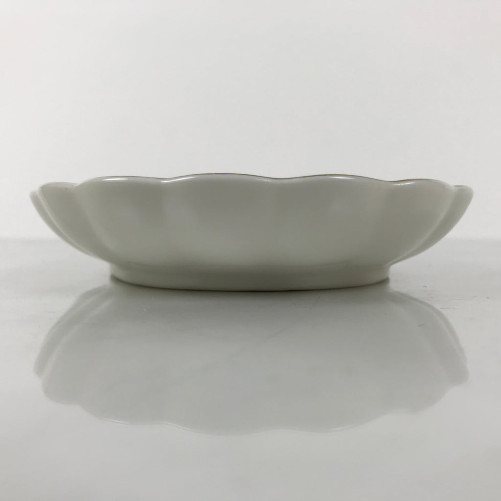 Japanese Porcelain Serving Plate Vtg Oval White Floral Lily Gold Kikuzara Y447