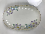 Japanese Porcelain Serving Plate Vtg Oval White Floral Lily Gold Kikuzara Y447
