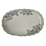 Japanese Porcelain Serving Plate Vtg Oval White Floral Lily Gold Kikuzara Y447