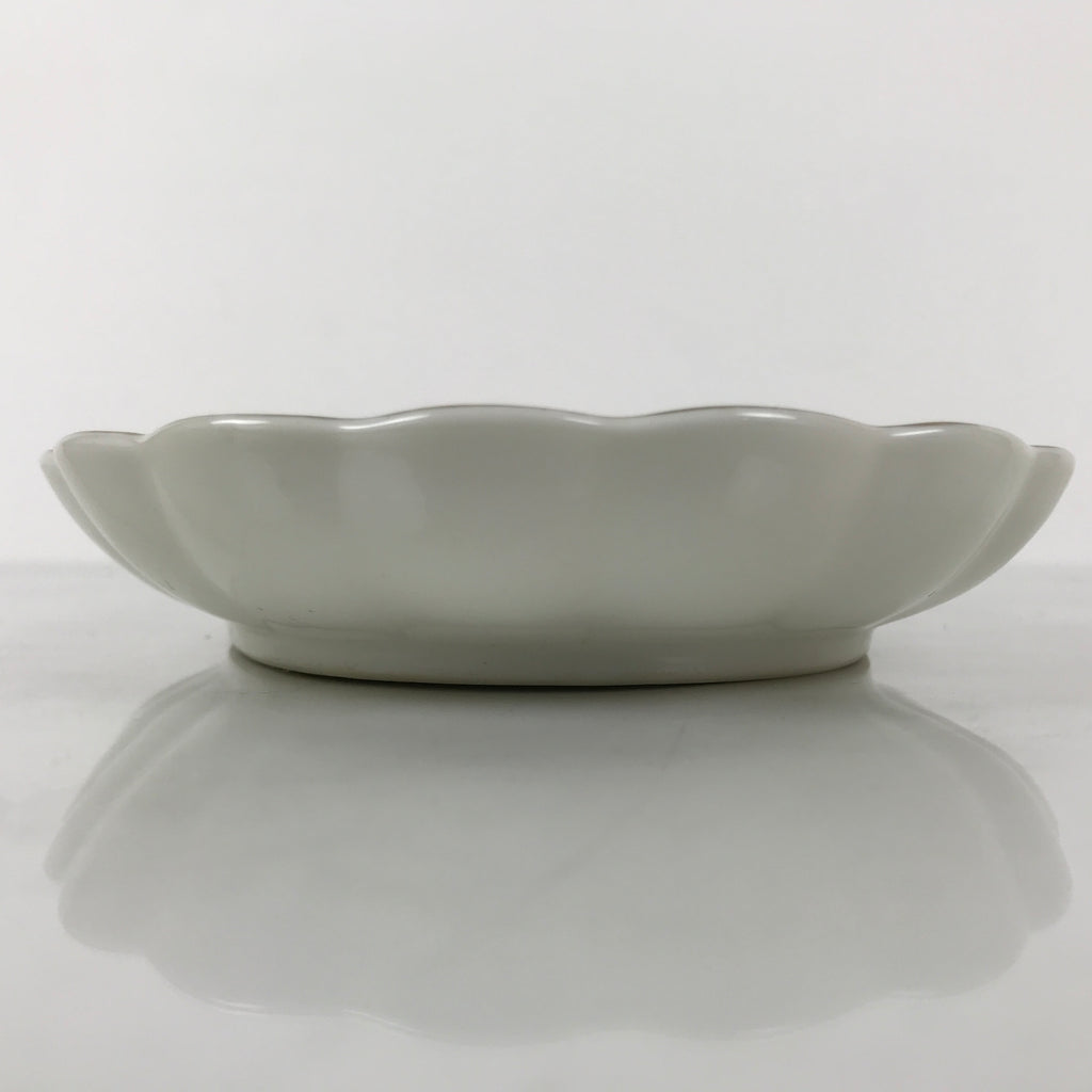 Japanese Porcelain Serving Plate Vtg Oval White Floral Lily Gold Kikuzara Y448