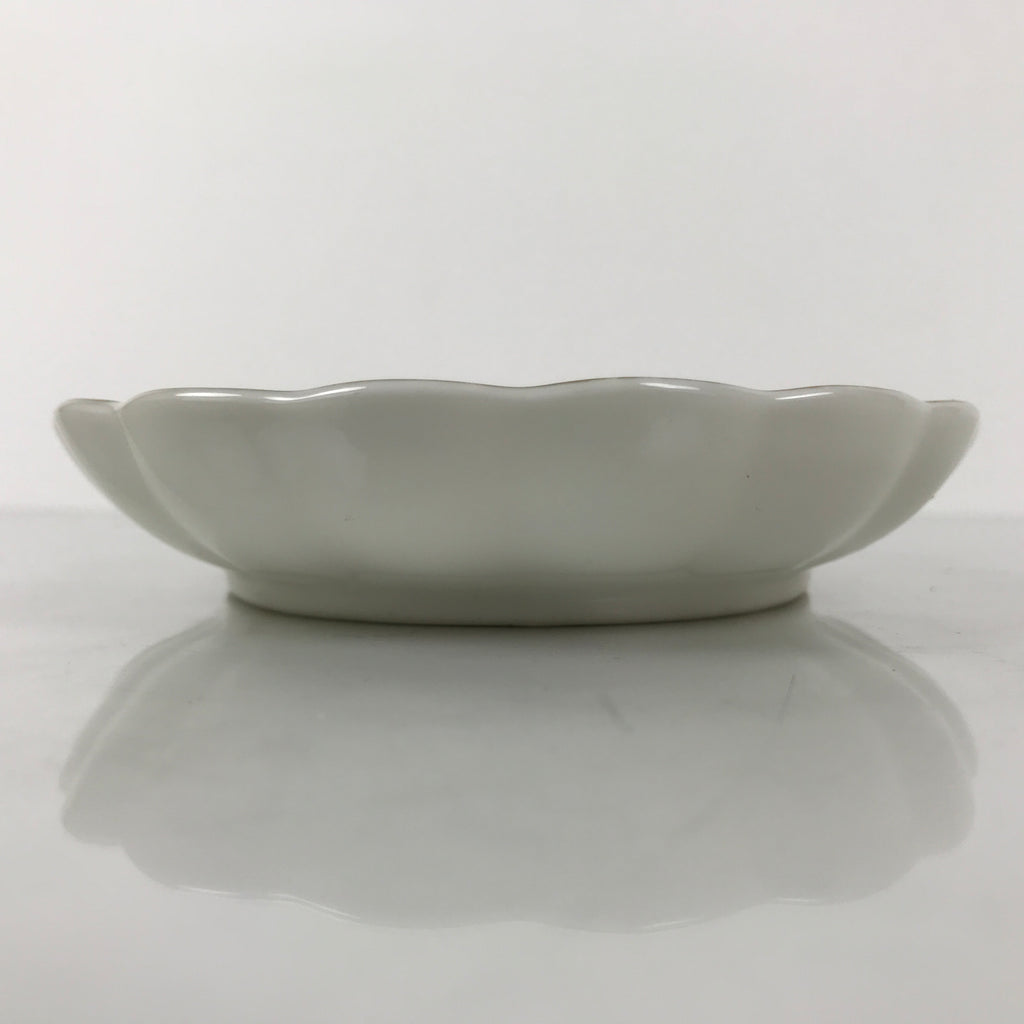 Japanese Porcelain Serving Plate Vtg Oval White Floral Lily Gold Kikuzara Y449