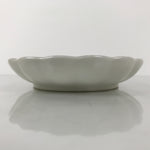 Japanese Porcelain Serving Plate Vtg Oval White Floral Lily Gold Kikuzara Y449