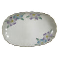 Japanese Porcelain Serving Plate Vtg Oval White Floral Lily Gold Kikuzara Y449