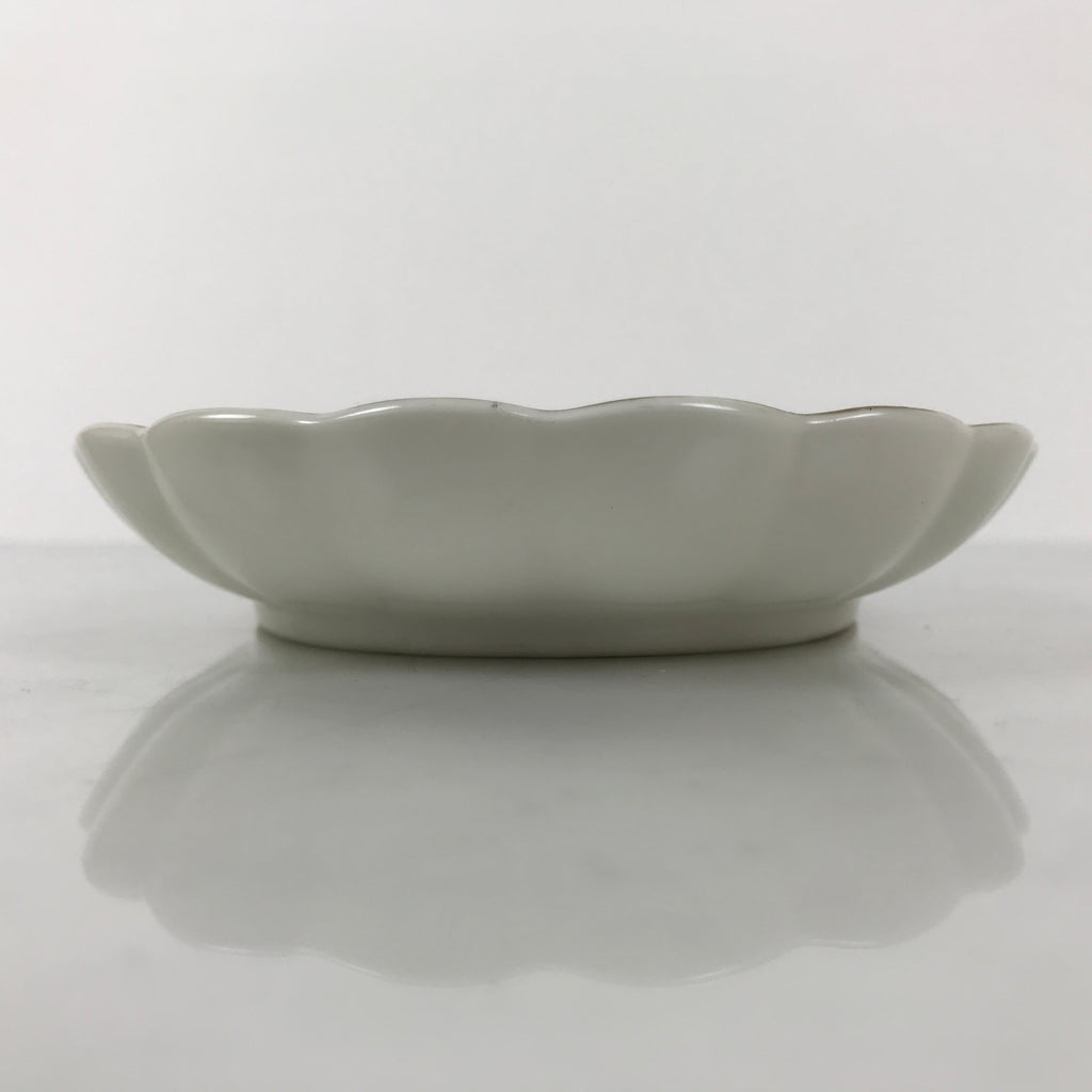 Japanese Porcelain Serving Plate Vtg Oval White Floral Lily Gold Kikuzara Y450
