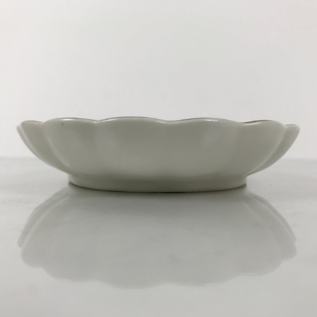 Japanese Porcelain Serving Plate Vtg Oval White Floral Lily Gold Kikuzara Y450