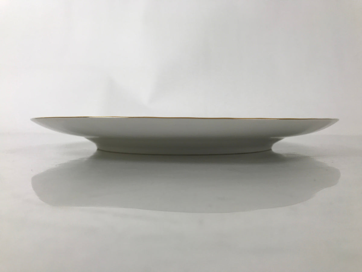 Japanese Porcelain Serving Plate Vtg Round Large Pink Rose Floral Leaf Y263
