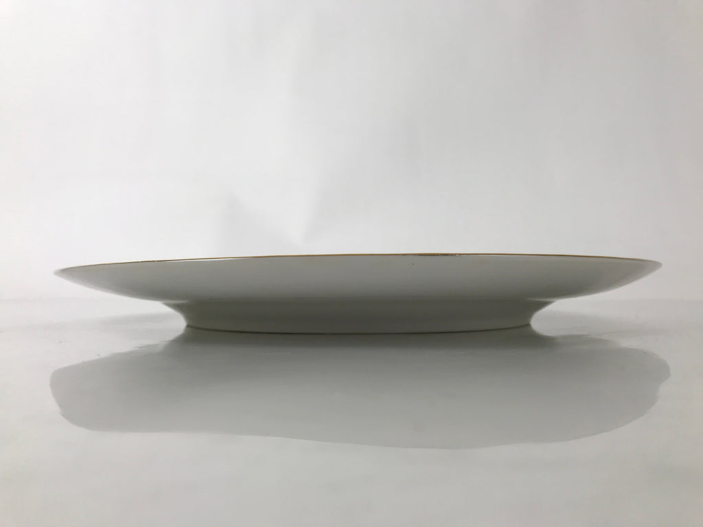 Japanese Porcelain Serving Plate Vtg Round Large Pink Rose Floral Leaf Y263