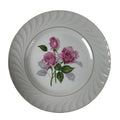 Japanese Porcelain Serving Plate Vtg Round Large Pink Rose Floral Leaf Y263