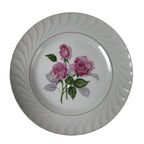 Japanese Porcelain Serving Plate Vtg Round Large Pink Rose Floral Leaf Y263