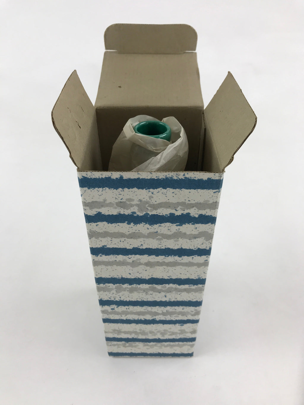 Japanese Porcelain Single Flower Vase Pottery Yakimono Tsurukubi Green PX695