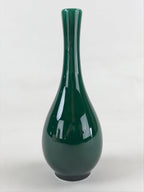 Japanese Porcelain Single Flower Vase Pottery Yakimono Tsurukubi Green PX695