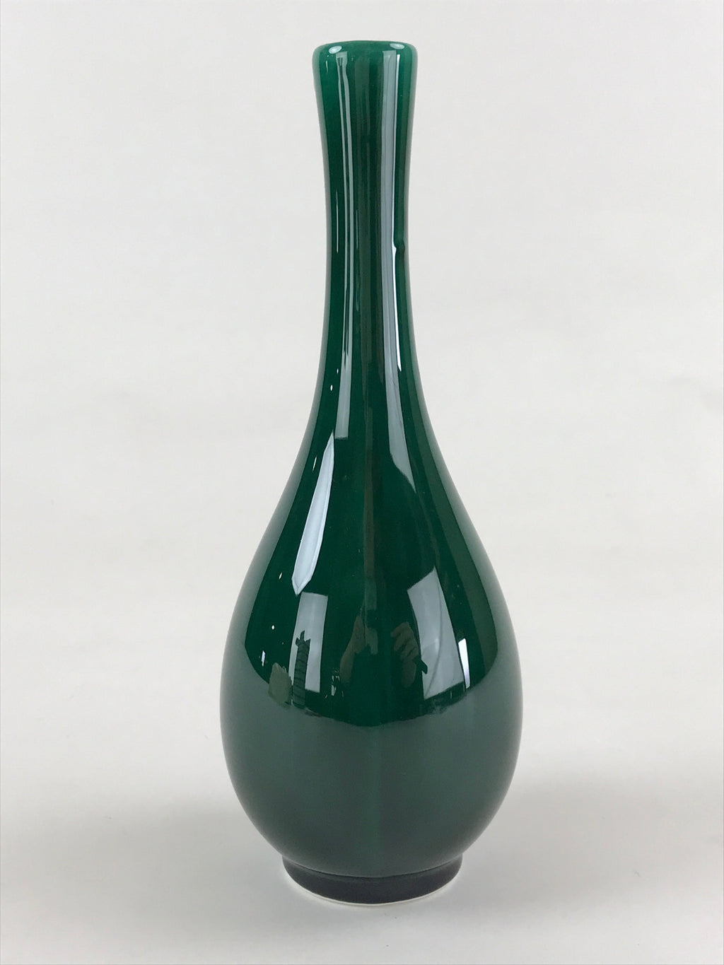 Japanese Porcelain Single Flower Vase Pottery Yakimono Tsurukubi Green PX695