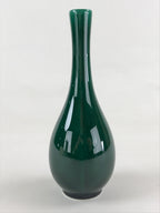 Japanese Porcelain Single Flower Vase Pottery Yakimono Tsurukubi Green PX695