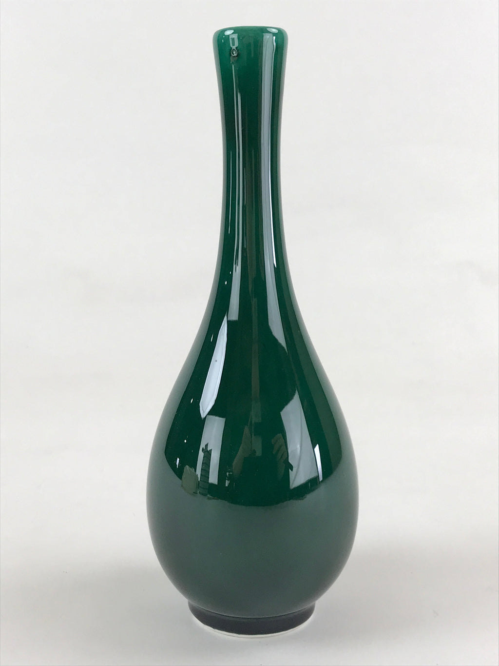 Japanese Porcelain Single Flower Vase Pottery Yakimono Tsurukubi Green PX695