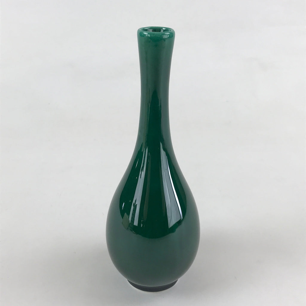 Japanese Porcelain Single Flower Vase Pottery Yakimono Tsurukubi Green PX695